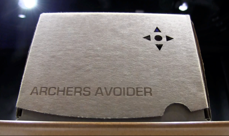 An 'Archers avoider' - a cardboard box with a botton, designed for avioding the well-known radio 4 soap